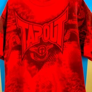 Bold red XL Tap Out tee for style and comfort. Logo front and durable material f